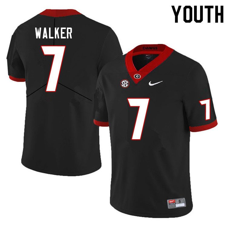 Georgia Bulldogs Youth Quay Walker #7 Black Stitched College UGA Football Jersey 23KJ017HI